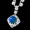 天然琥珀墨西哥蓝珀项链925银镶嵌圆珠吊坠珠子18mm