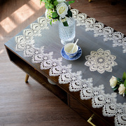茶几桌布长方形茶几垫家用透明防尘盖布网纱桌面装饰布蕾丝餐桌垫