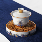泡茶公道杯套装珐琅彩，陶瓷三才盖碗，茶杯白瓷功夫茶具茶碗大号壶承