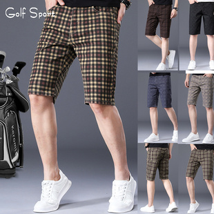 夏季高尔夫服装男golf男士短裤，中裤golf球裤男裤透气格子裤子