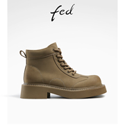 fed厚底马丁靴冬季靴子粗跟短靴机车靴工装靴女款1007-ZC228