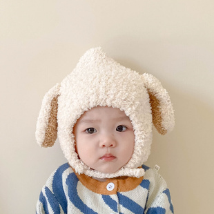 宝宝兔耳朵护耳帽秋冬季儿童婴儿幼儿可爱韩国0-1-3岁毛线绒帽子