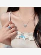 彩色水晶锆石蝴蝶项链女时尚，百搭高级感轻奢，锁骨链精致气质毛衣链