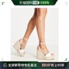 香港直邮潮奢 ASOS 女士Tasha 设计宽版麻底坡跟鞋(白色)