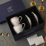 爱莉卡贝叶 北欧红藤花浮雕陶瓷咖啡杯碟套装 下午茶杯碟