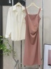 套装女夏季韩版时尚背后开叉，防晒衬衫搭配休闲吊带长裙气质连衣裙