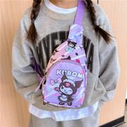 女童紫色库洛米胸包小女孩，可爱美人鱼迷你斜跨包包男女童出游背包