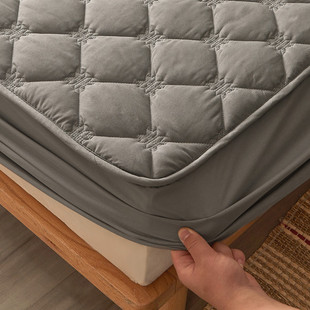 全棉床笠单件纯棉，夹棉席梦思床垫保护套防滑固定床罩全包防尘罩套