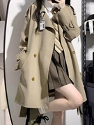 小个子风衣女2024春秋韩系高级感黑色英伦风中长短款大衣外套