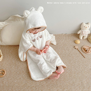 婴儿浴巾带帽斗篷新生，幼儿童宝宝洗澡浴袍，纯棉超软速干可穿式