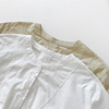 清新夏季豆绿色白色简约衬衫女上衣，纯棉气质干净衬衫女七分袖夏