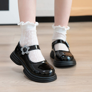 女童黑色单鞋春秋，表演公主鞋中大童女，宝童鞋儿童女孩软底皮鞋