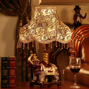 欧式床头灯卧室装饰台灯树脂，古典书房客厅，灯复古婚庆创意大象灯