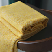 轻奢北欧仿貂绒沙发搭巾空调盖毯黄色条纹休闲毯