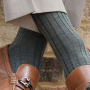 高筒过膝盖袜子男士秋冬纯色条纹，菱格长袜欧美绅士英伦皮鞋马术袜