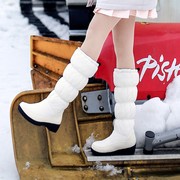 冬季东北羽绒雪地靴女高筒中筒平底加厚加绒棉靴防水防滑学生棉鞋