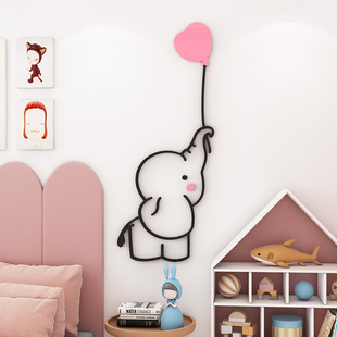 卡通小象墙贴纸3d立体创意儿童房间布置客厅宝宝卧室背景墙面装饰