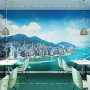 3d立体延伸空间壁纸风景大自然，背景墙餐饮店，定制墙纸海景港风墙纸