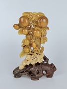仙桃子硕果累累健康长寿青田石雕刻摆件天然手工艺术精美品水果蔬