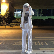 纯白色cleanfit裤子男夏季微喇排扣直筒工装裤美式速干机能冲锋裤