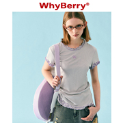 WhyBerry 23SS“云的呼吸”面膜tee彩色花边短袖百搭T恤女夏