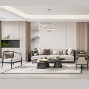 现代新中式实木布艺沙发，组合禅意轻奢简约风，别墅样板间房客厅家具