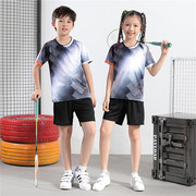 速干羽毛球服套装儿童短袖t恤乒乓球服亲子装，小孩学生男童女运动