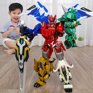 钢铁飞龙2合体变形恐龙玩具金刚，机器人男孩儿童4王者荣耀机甲积木