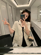 杨杨YANGRUOYU半袖西服设计感2023夏季气质短袖薄西装外套女