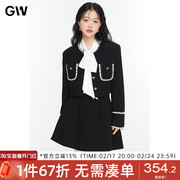 gw大码女装2024秋季名媛，小香风外套套装，女微胖遮肚藏肉显瘦半身裙