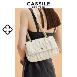 cassile卡思乐包包女士，2024小香风单肩斜挎小方，包菱格链条包