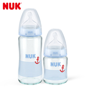 德国NUK新生儿玻璃奶瓶宝宝0-6个月新生婴儿宽口径仿母乳防胀气