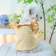 宠物圈狗狗猫猫服装服饰春夏薄款四脚衣中小型犬幼犬格纹娃娃衫