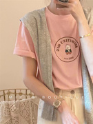 熊本甜甜圈~洋气重工纯棉基础款纯色圆领短袖白色正肩基本T恤女夏