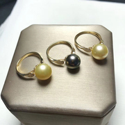 diy珍珠配件g18k黄金珍珠戒指，空托女简约款，指环女配10-11mm圆珠