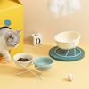 陶瓷猫碗猫咪食盆狗盆狗碗饮水碗粮碗保护颈椎宠物用品陶瓷双猫碗