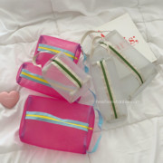 韩国ins风简约网纱化妆包大容量杂物，收纳包便携(包便携)旅行洗漱包收纳袋