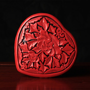 扬州漆器厂手工艺红色款雕漆心形首饰盒情人节礼物送女友老婆