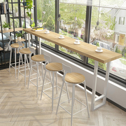 北欧实木吧台桌家用简约现代靠墙窄桌高脚桌奶，茶店吧台桌椅组合