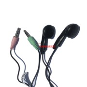 台式机电脑双插头耳麦耳机线控带麦克风耳塞式耳机笔记本 2米长线
