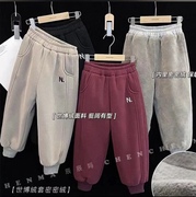 110-170男女童卫裤运动裤冬季双层加绒加厚长裤