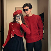新年情侣装秋冬法式高级感毛衣套装一裙一衣2024红色系针织衫