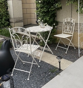 欧式户外庭院桌椅套件花园铁艺折叠休闲桌椅阳台小桌椅三件套组合
