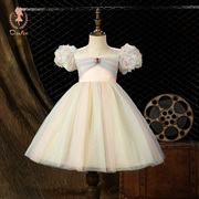 女童公主裙夏装正版美人鱼公主彩虹迪士尼儿童天使的翅膀连衣裙子