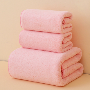 毛浴巾组合三件套2023儿童可披裹吸水速干成人大裹巾毛巾