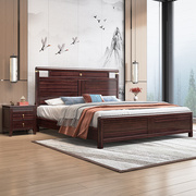 新中式乌金木实木床，主卧1.8米软包皮双人床简约现代1.5m储物木床