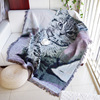 外贸出口沙发毯老虎小熊，椅单人沙发，盖布挂毯针织棉线毯子猫咪