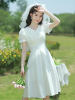 白色小晚礼服法式小洋装连衣裙平时可穿派对主持人生日伴娘礼服裙