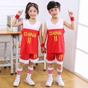 中国队儿童篮球服套装中小童，球衣宝宝男女孩，学生比赛训练服定制