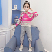 女童裙裤套装2024春季韩版洋气中大童休闲时髦女孩卫衣两件套